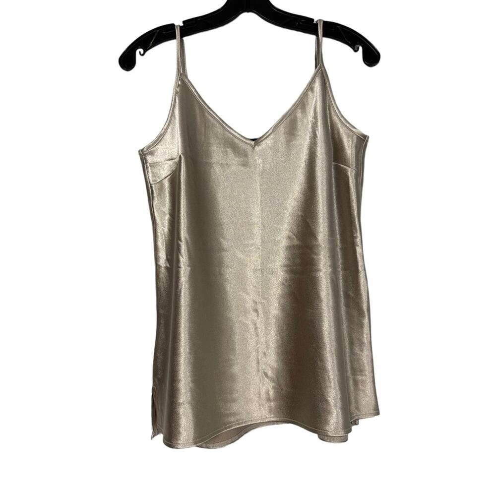 The Limited Silver Cami Top V-Neck Metallic Shiny Size M